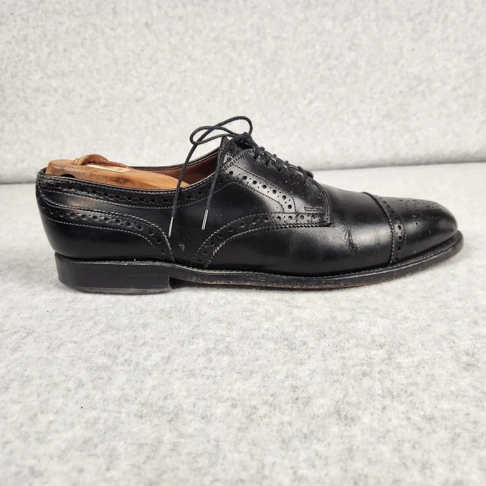 Allen Edmonds Sanford Shoes Mens Size 9.5‎ Black Oxford Brogue Dress Leather USA